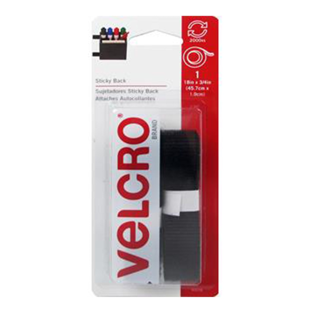 Black, Tape, Art & School, 0.75"x18", Velcro, Strip, 1 pack, 5493